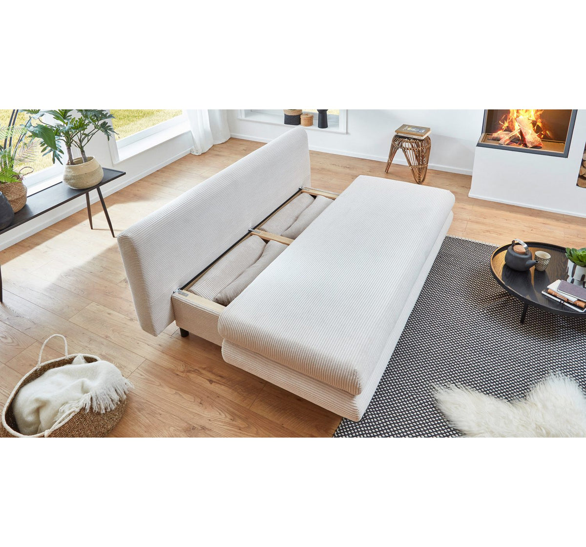 Schlafsofa AVENDA mit ausgeklappter Liegefläche 190 x 140 cm