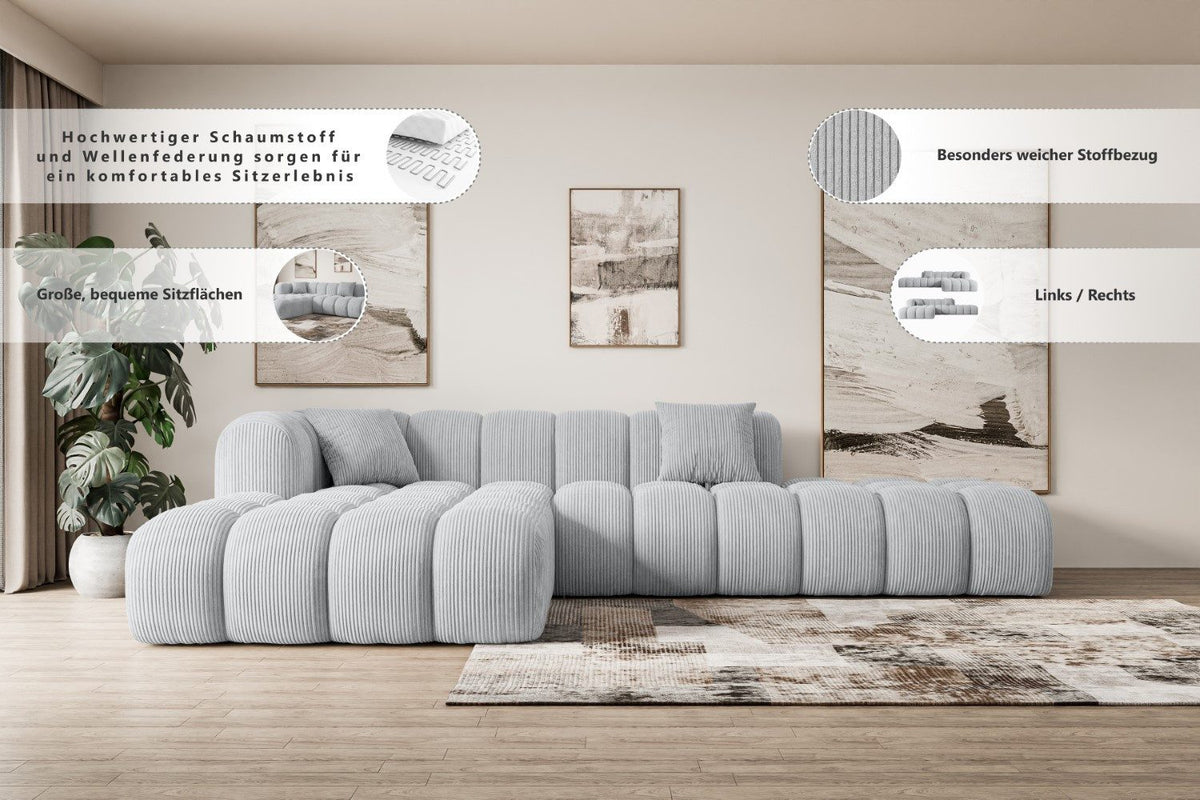 Cord Ecksofa OLEA-L2 Detail der Cord Struktur