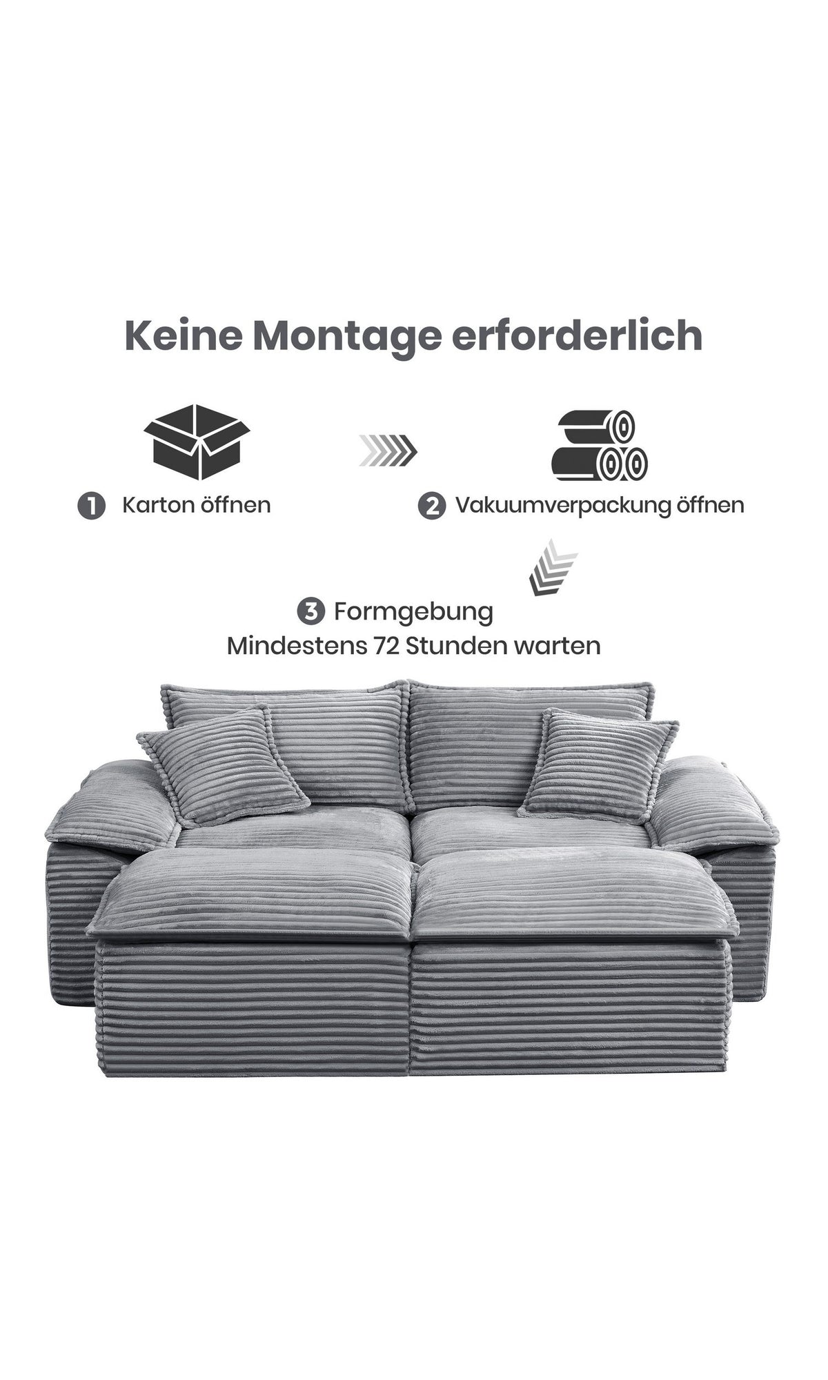 Bodensofa mit Hocker als Liegefläche kombiniert
