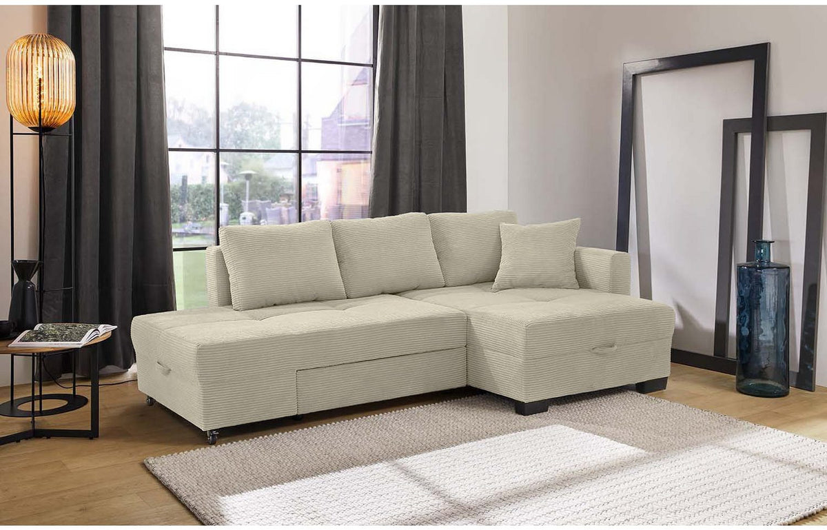 Cord Ecksofa 15215 in Beige Grau Ansicht 5