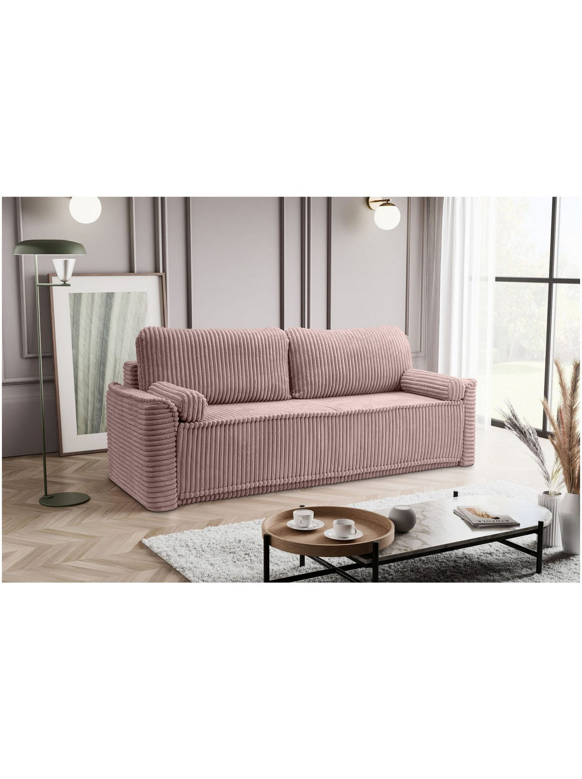 Cord Schlafsofa GRUBS mit ausgeklappter Liegeflaeche 138 x 200 cm