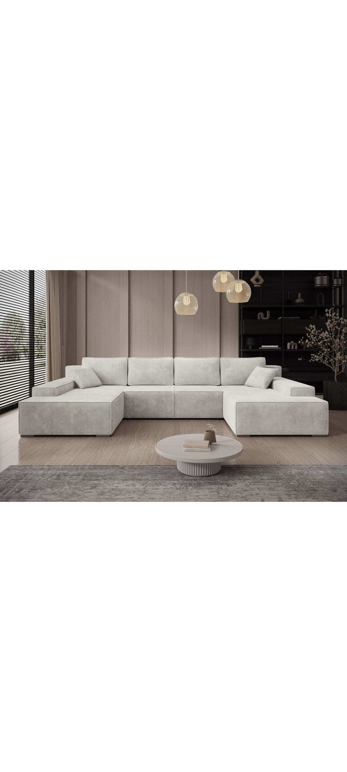 Cord Wohnlandschaft MILO in Beige im Wohnraum