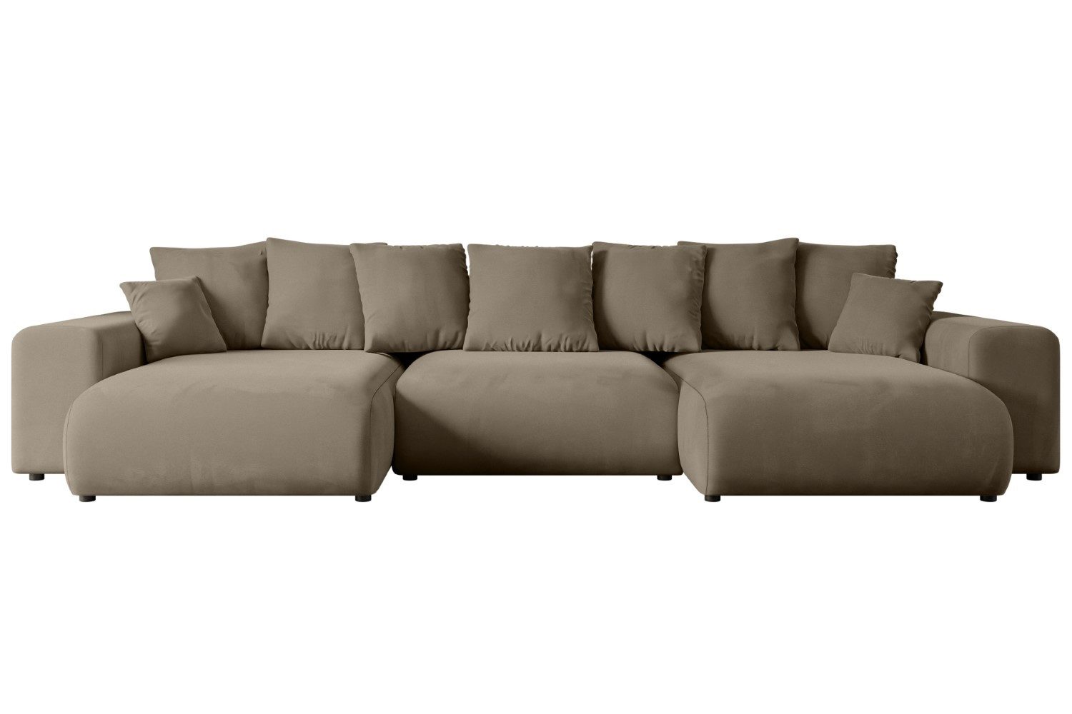 Cord Wohnlandschaft ESKAR-U in Braun frontal im Wohnzimmer