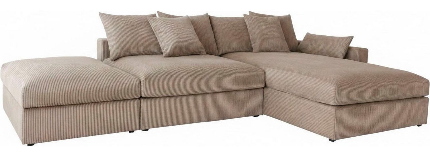 Cord Ecksofa COSY LOUNGE Ansicht von hinten mit bezogenem Rücken