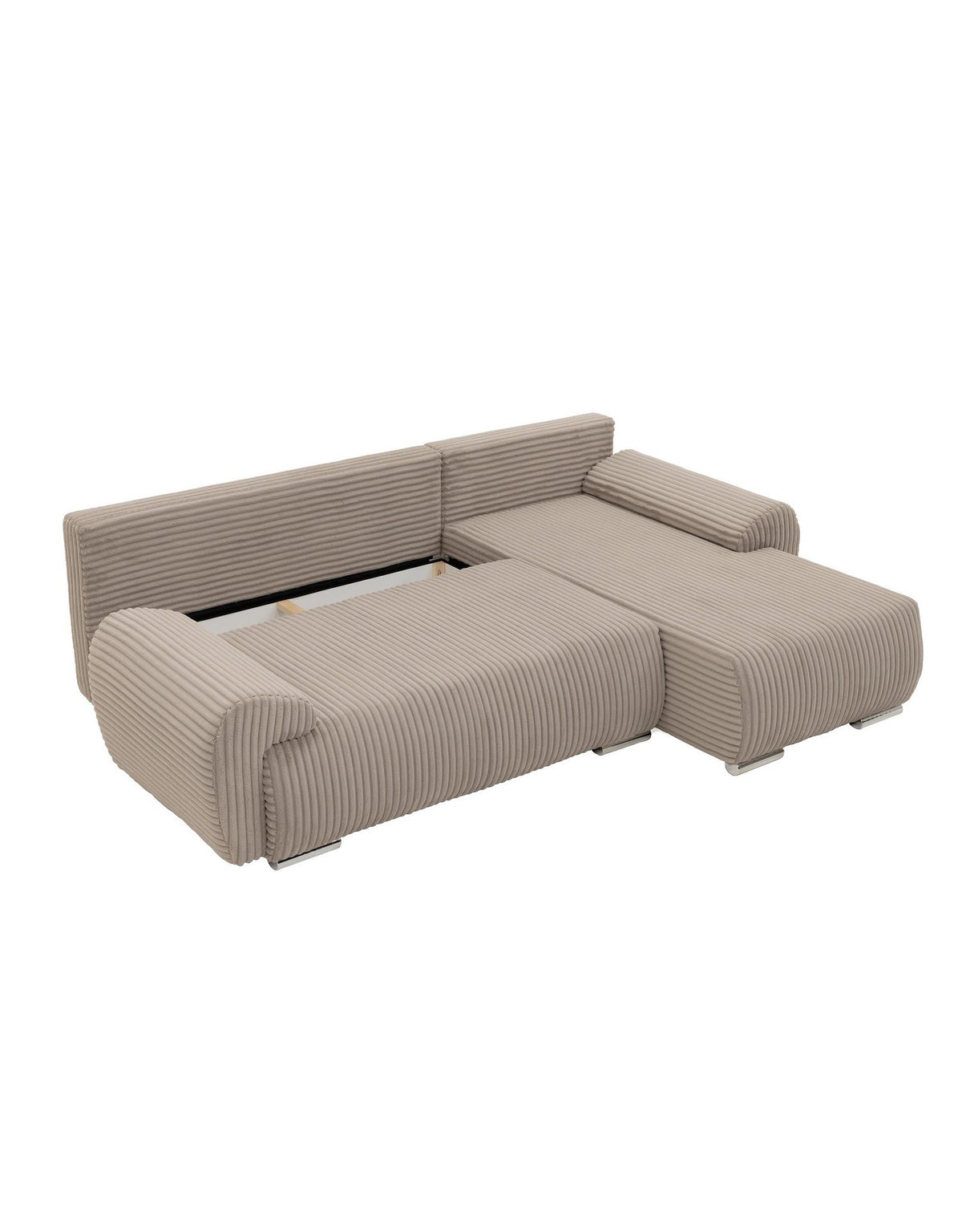 Cord Ecksofa UBO L von vorne mit losen Rückenkissen