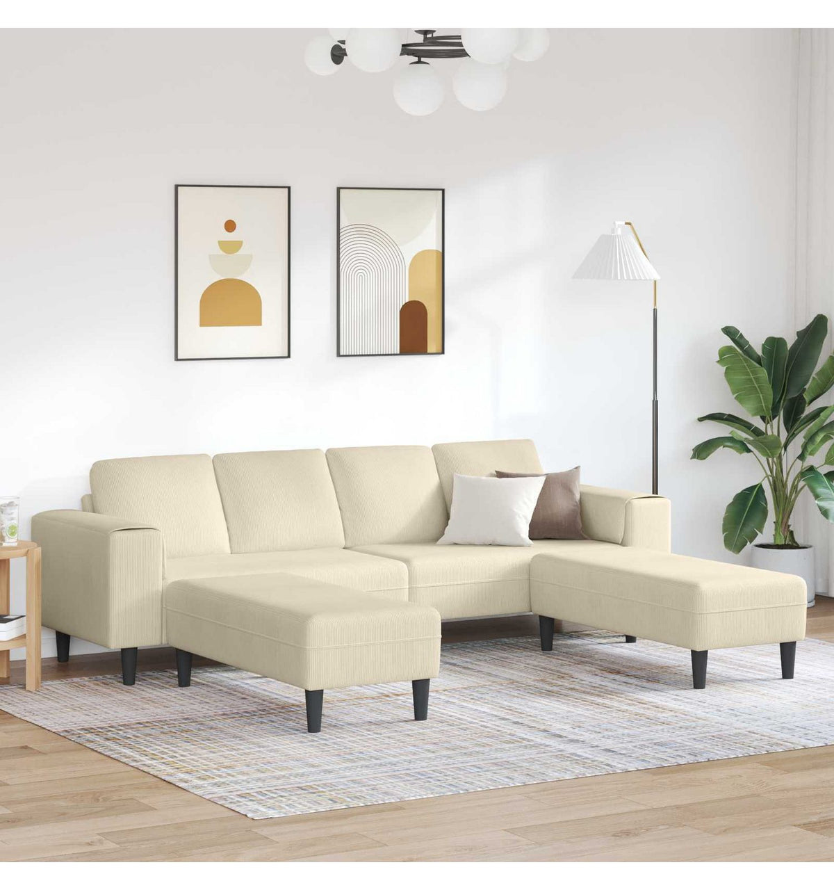 Cord Wohnlandschaft in Creme von der Seite