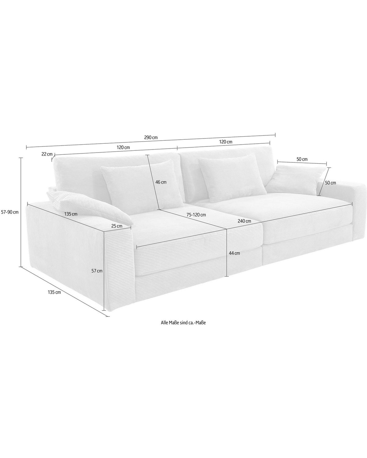 Rücken- und Armlehnkissen des Big Sofas MILANO XXL