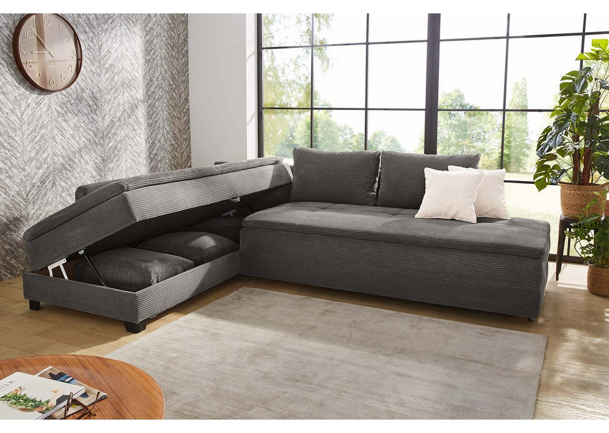 Cord Ecksofa 15163 in Dunkelgrau Ansicht 3