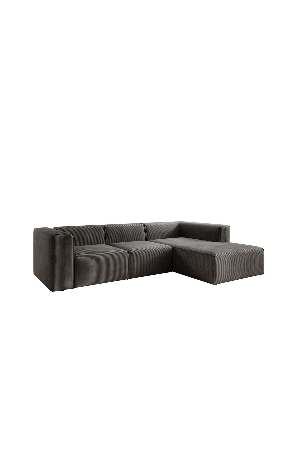 Cord Ecksofa FUEGO in Dunkelgrau von vorne