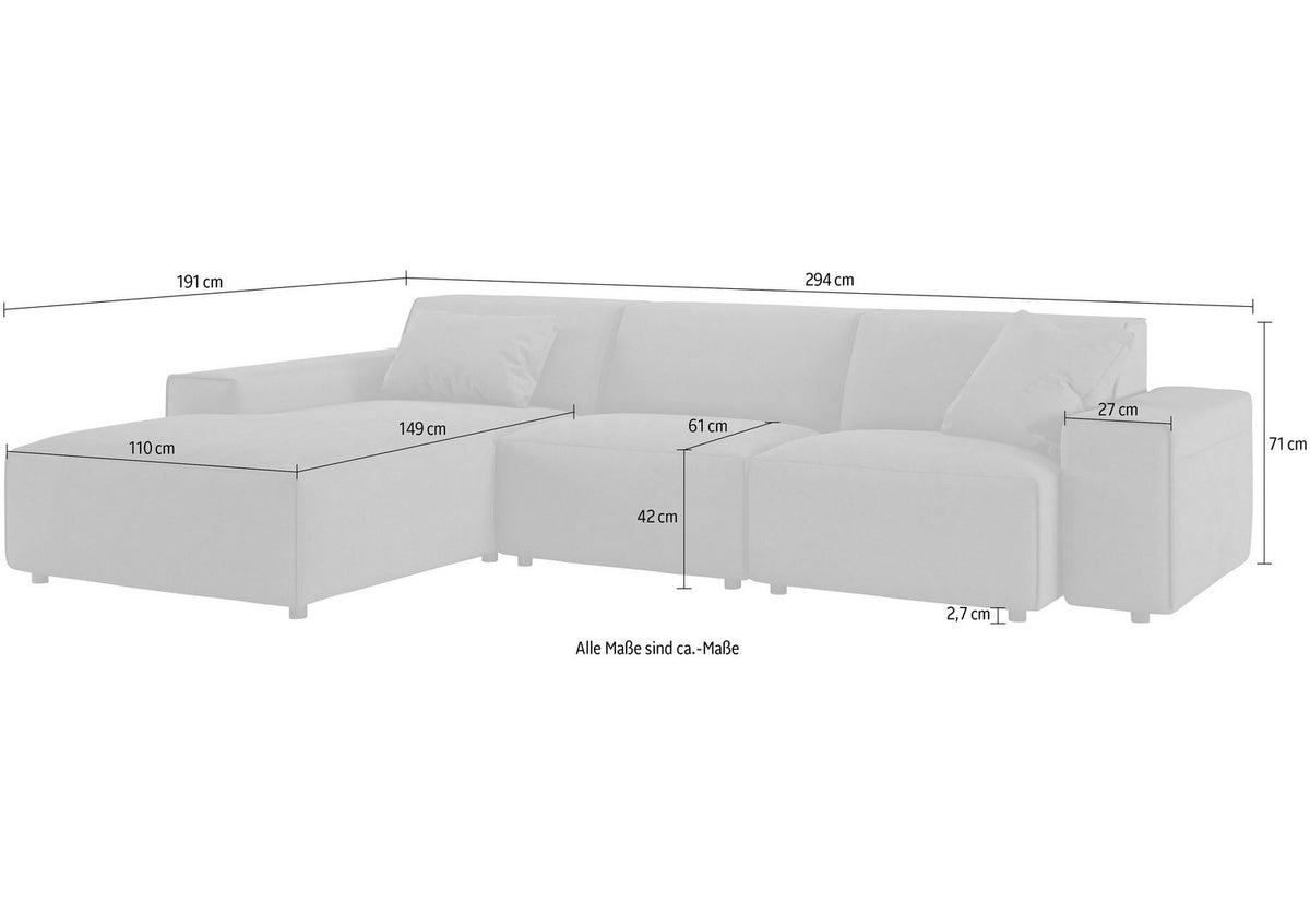 Schwarze Kunststoffgleiter des Cord Ecksofas GLIMMINGE