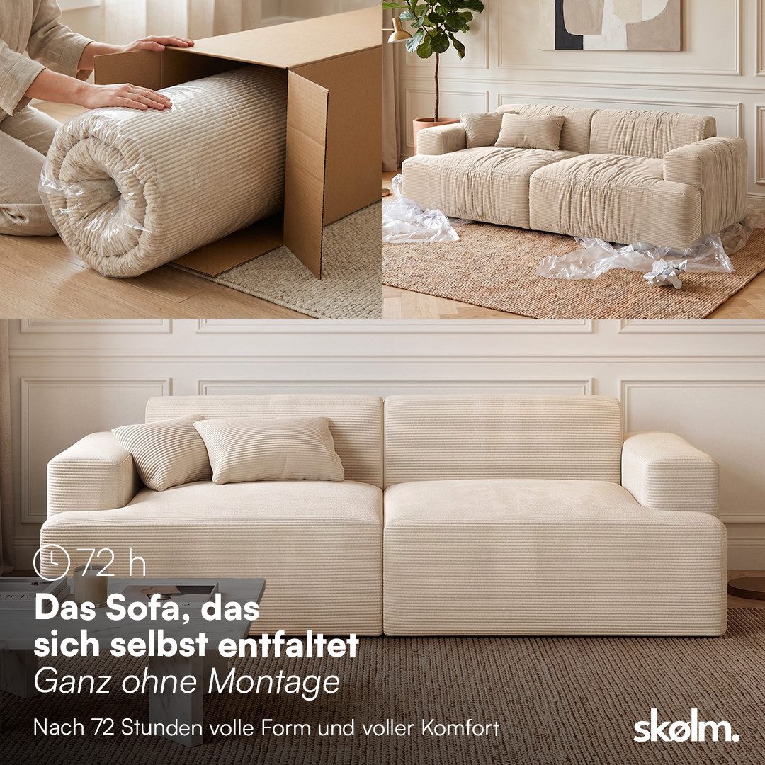 Cordsofa FREKI mit tiefer Sitzfläche im Wohnzimmer