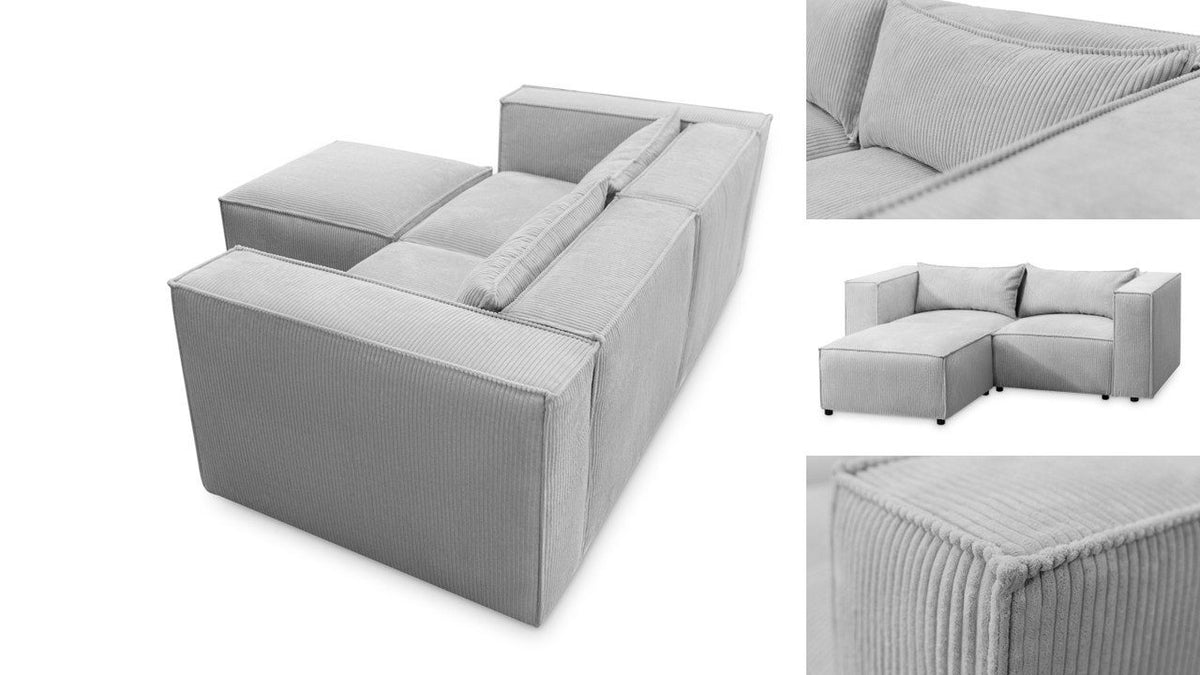 Ecksofa MODULO in schwarzem Cord von der Seite