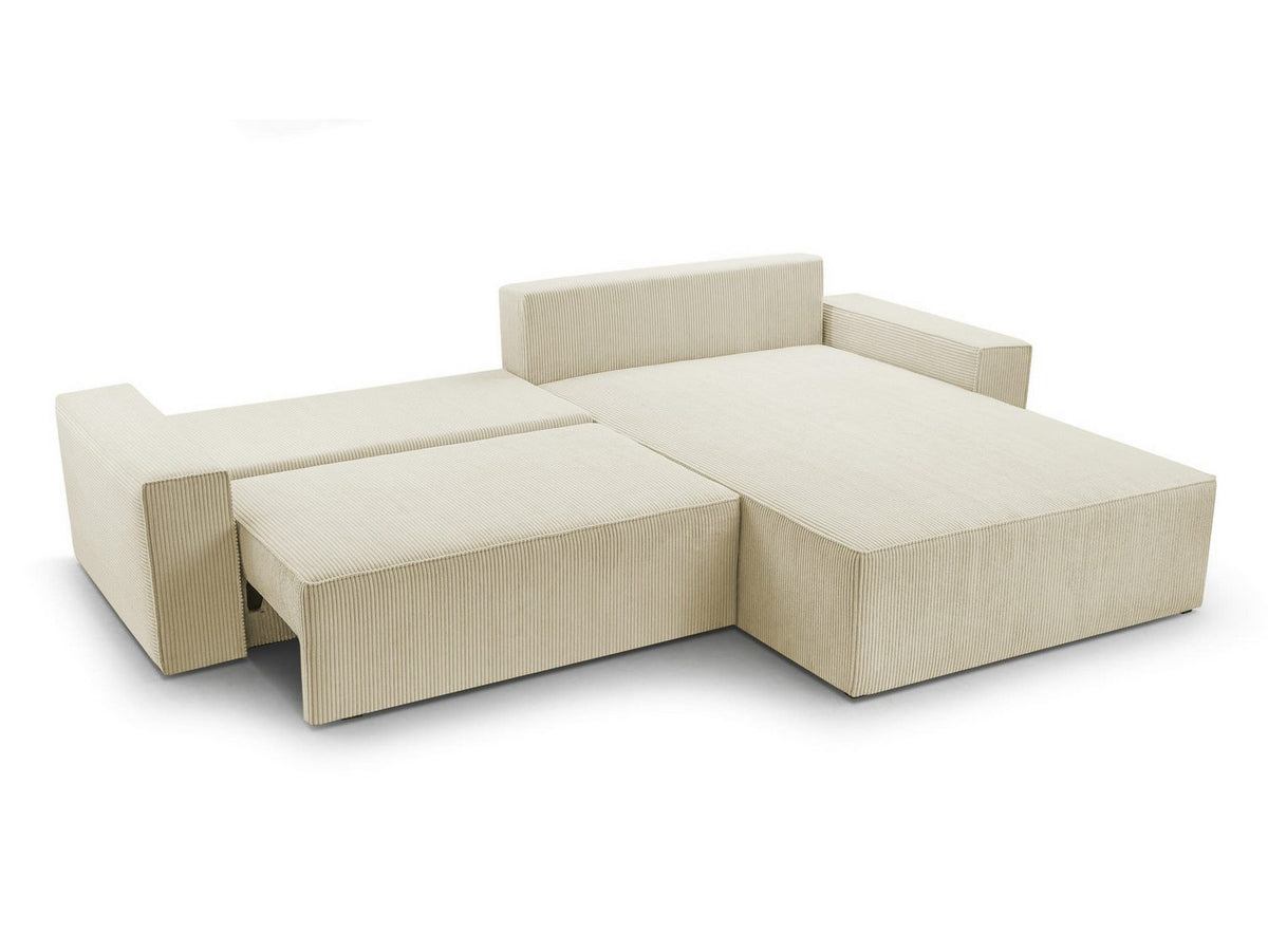 Seitenansicht des Cord Ecksofas STELLA mit Ottomane