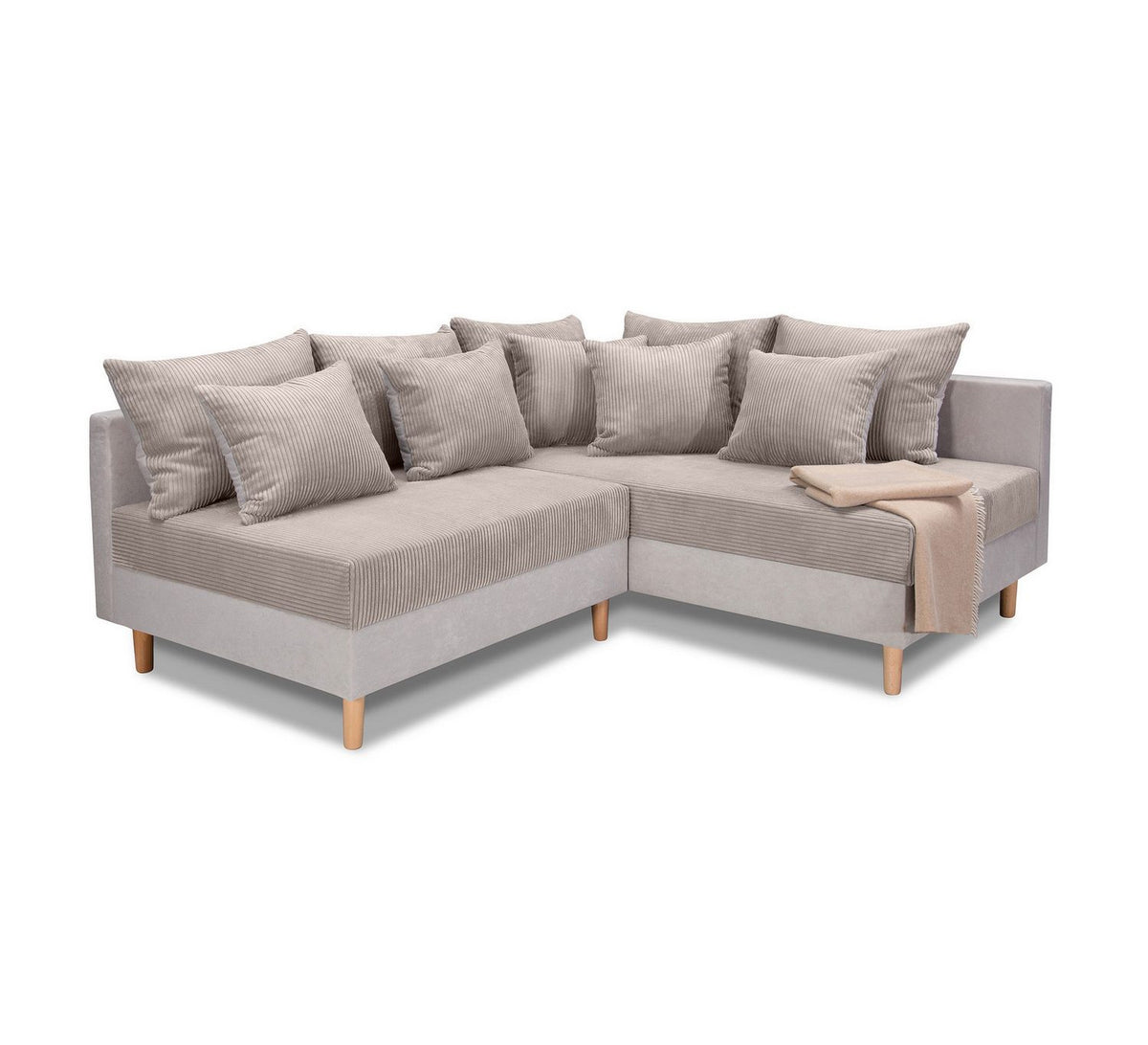 Cord Ecksofa ANTON in Beige Detailansicht des Bezugs