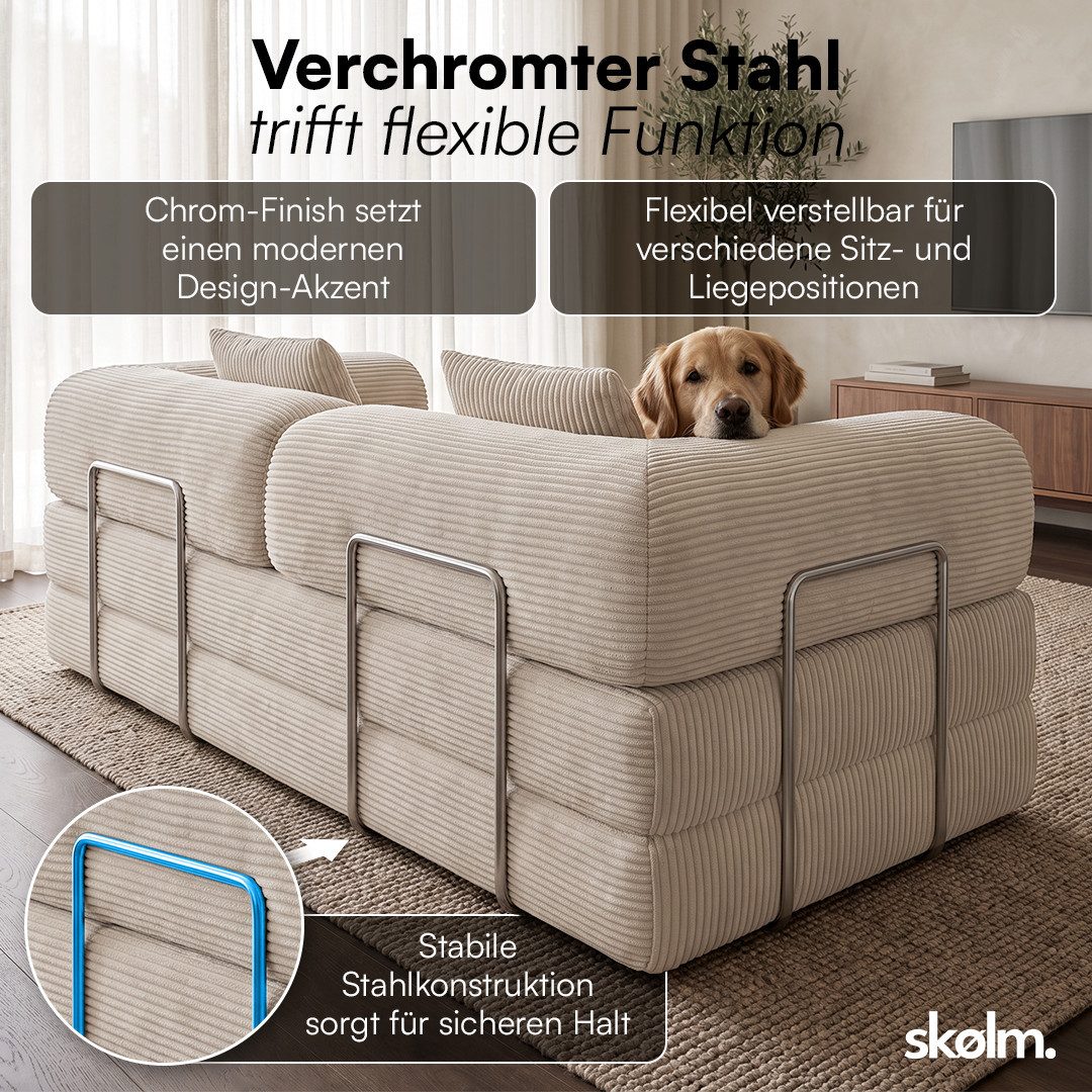 Cord Sofa KENNING mit losen Rückenkissen im Wohnzimmer