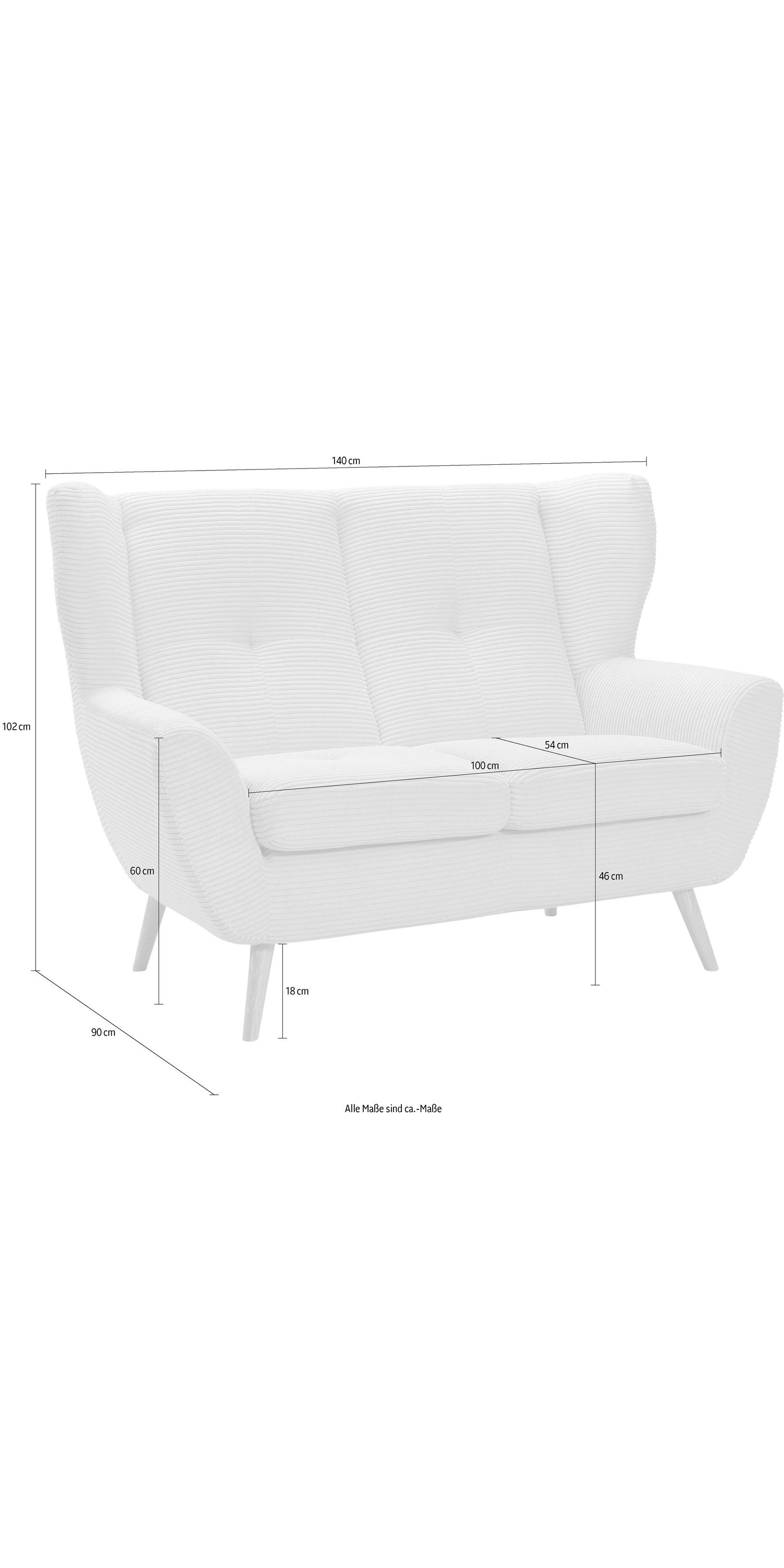 Cord Sofa ALVESTA in Beige seitlich