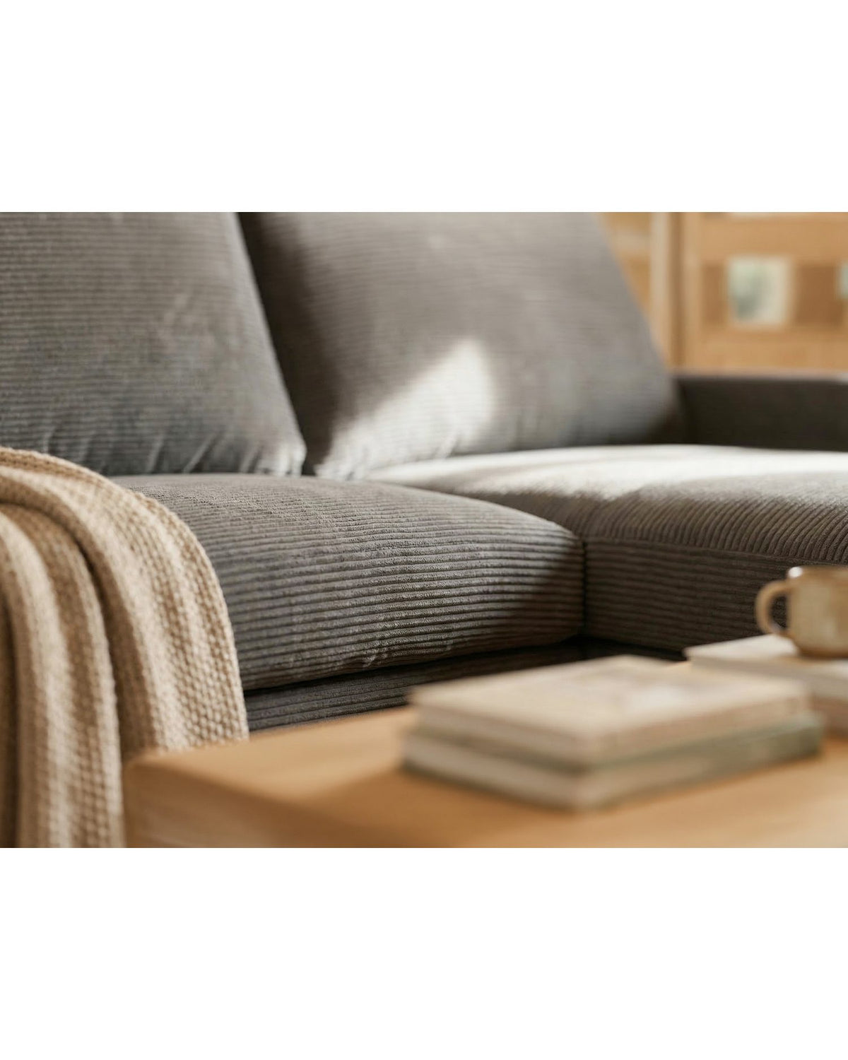 Cord Ecksofa NORDVIK in Grau Ansicht 4