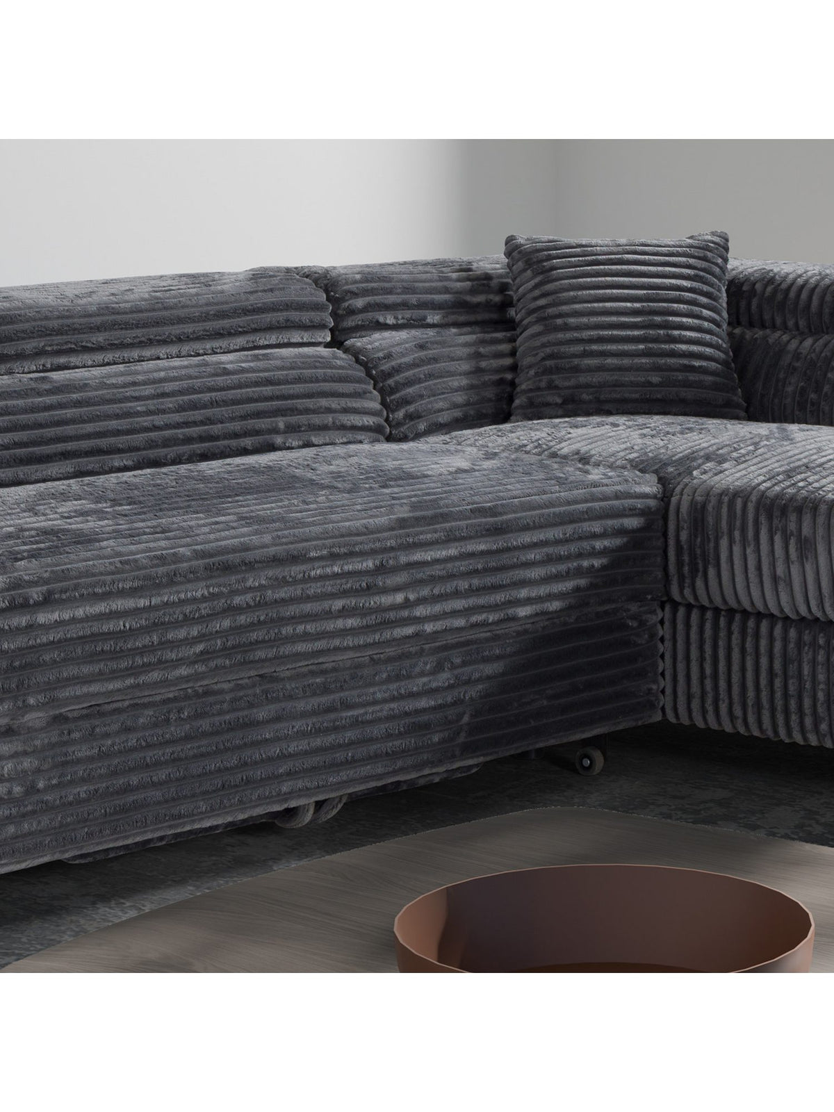 Ausgezogene Liegefläche des Schlafsofas MIAMI TILIA