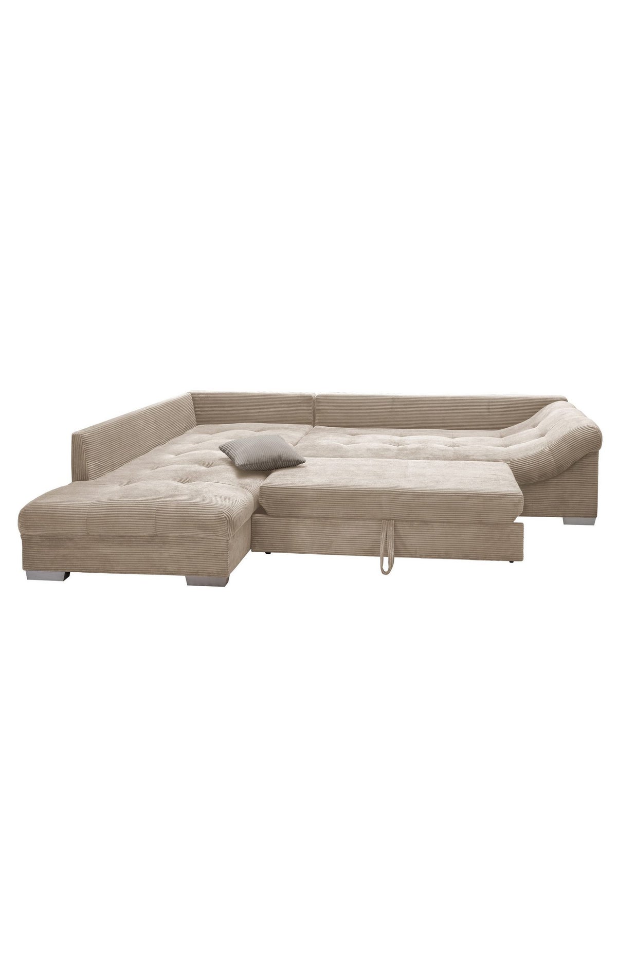 Beiges Cord Ecksofa 17204 in der Seitenansicht