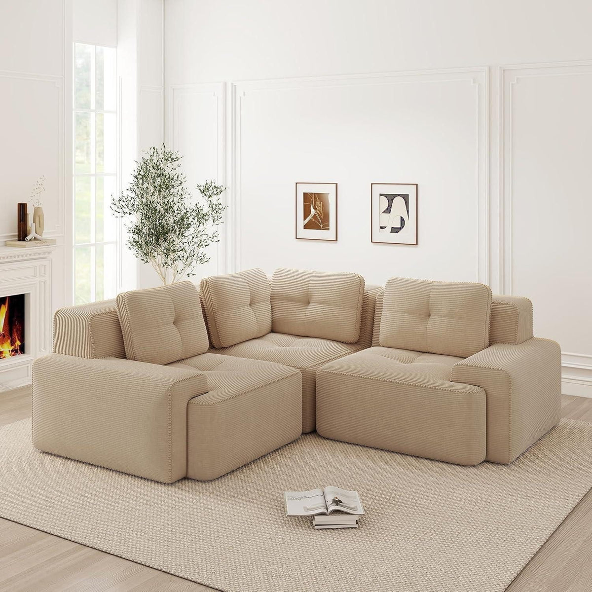 Einzelne Module des Sektionssofas in Beige