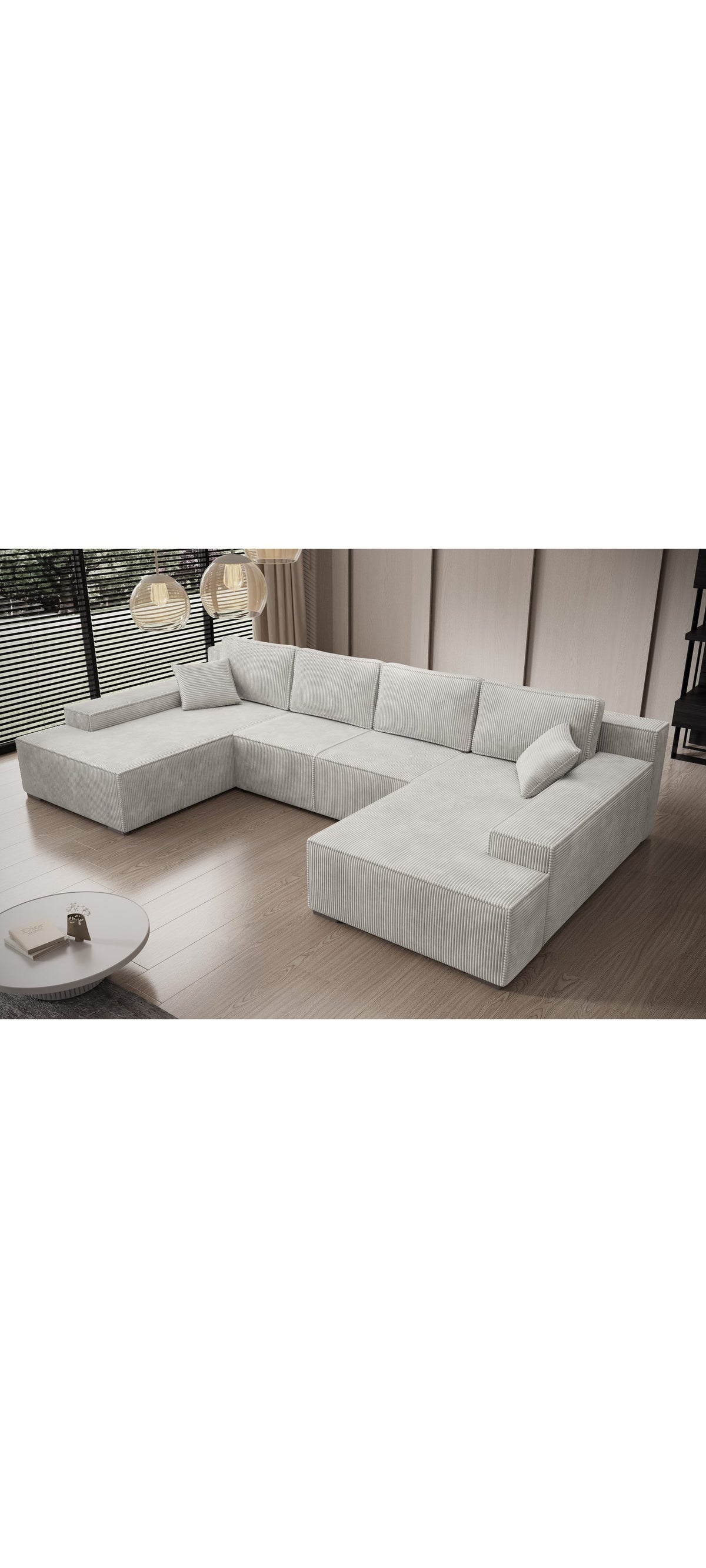 Cord Wohnlandschaft MILO in Beige Gesamtansicht