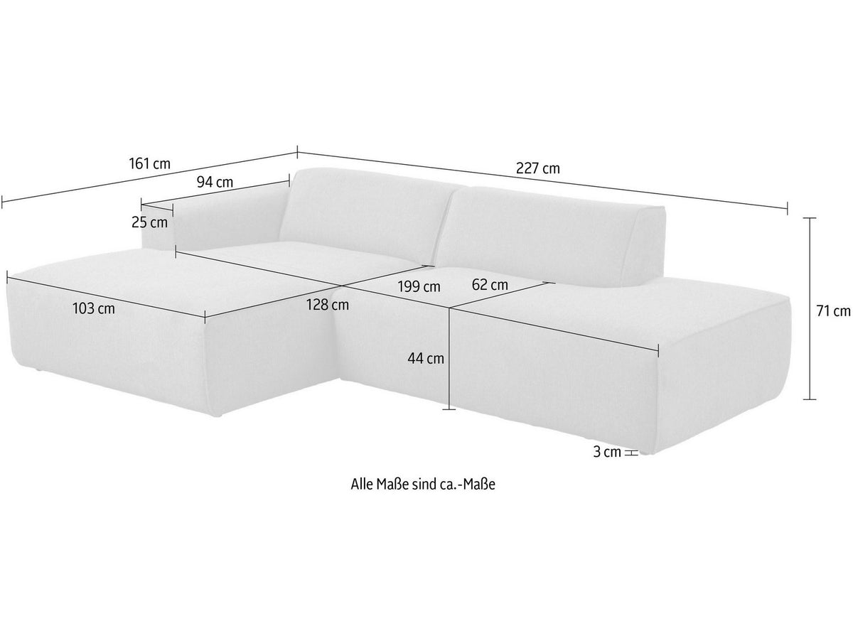 Cord Ecksofa NOORD im Wohnzimmer aufgestellt
