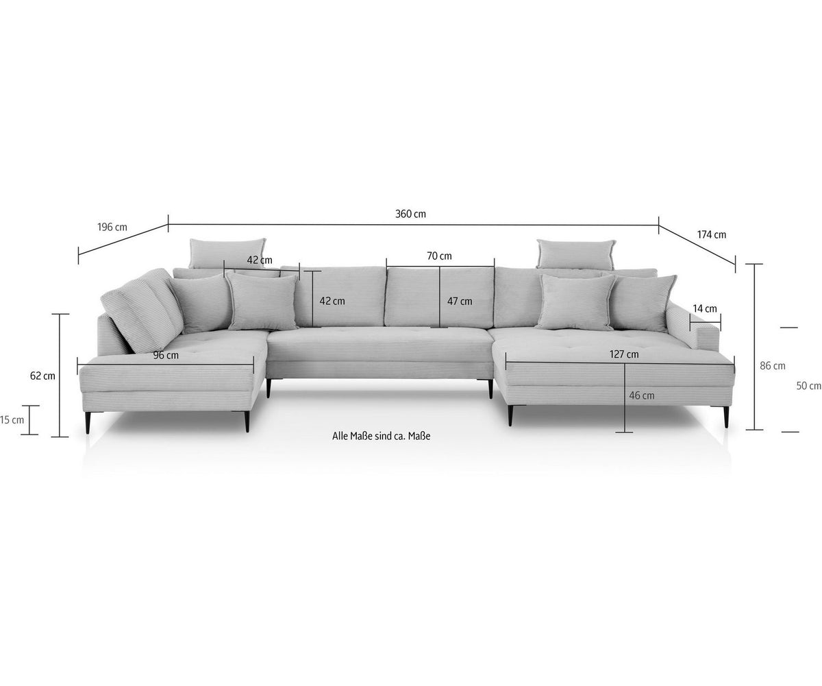 Cord Wohnlandschaft SUMMER in Creme Ansicht 5
