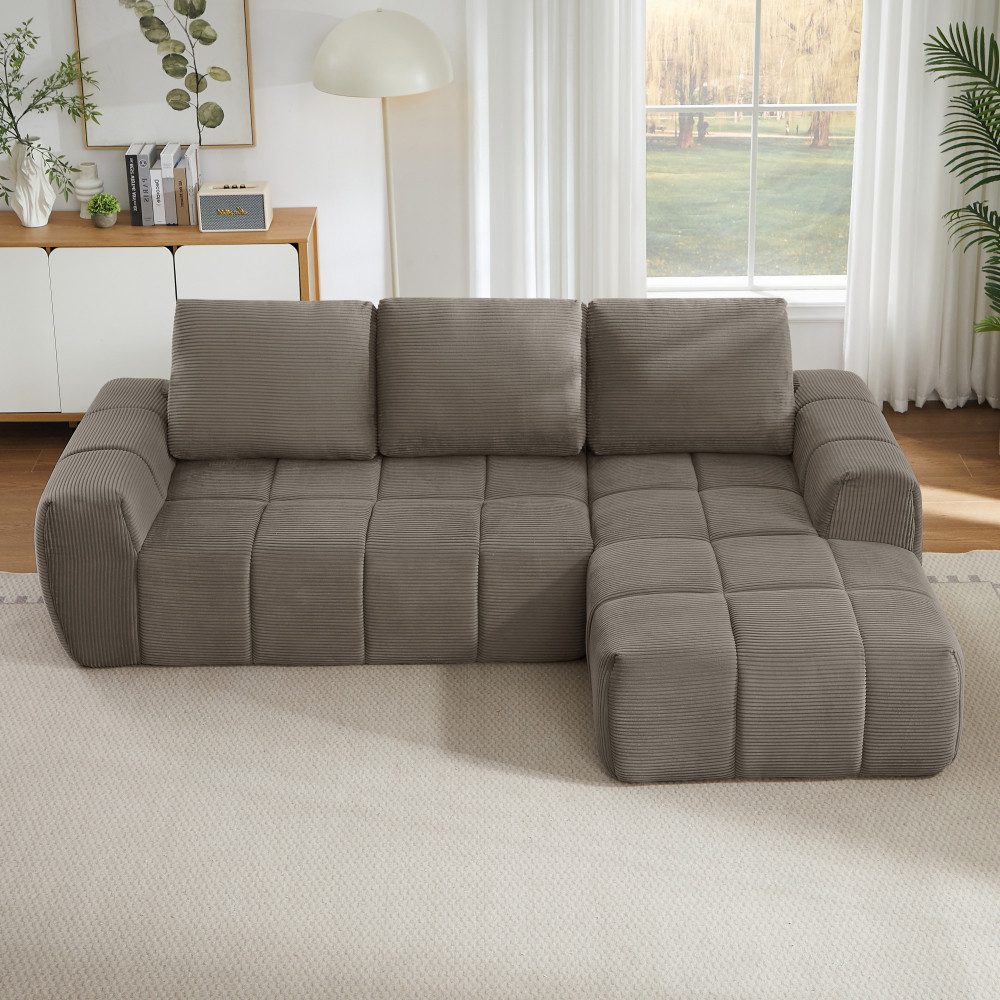 Cord Ecksofa mit abnehmbaren Sitzkissen