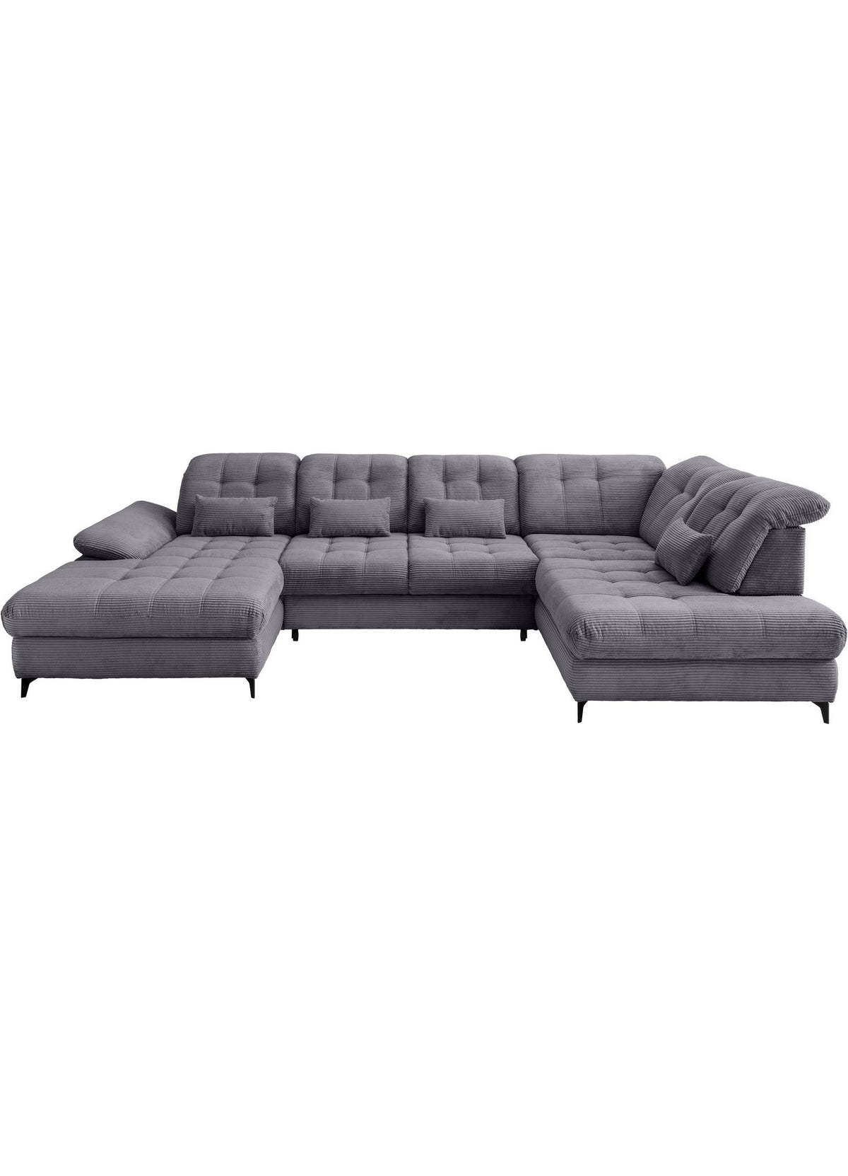 Cord Ecksofa DELPHINO in Grau in L-Form