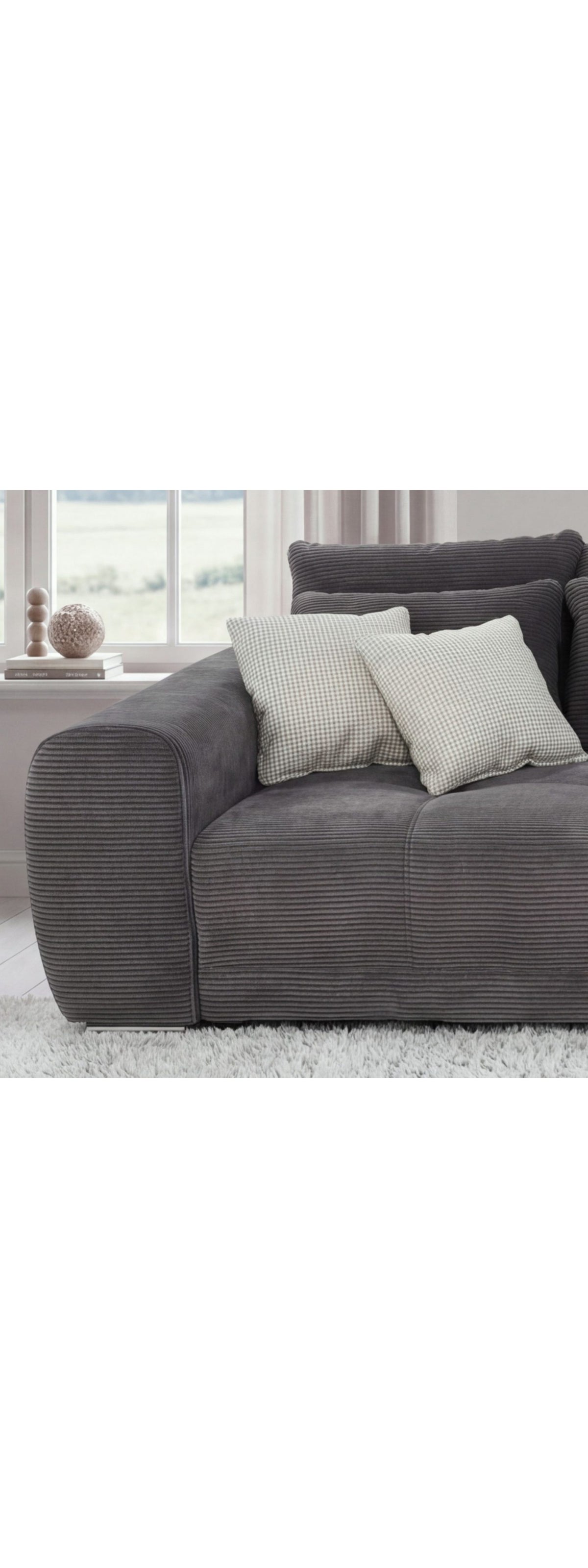 Big Sofa 15171 in Dunkelgrau mit zwölf Kissen