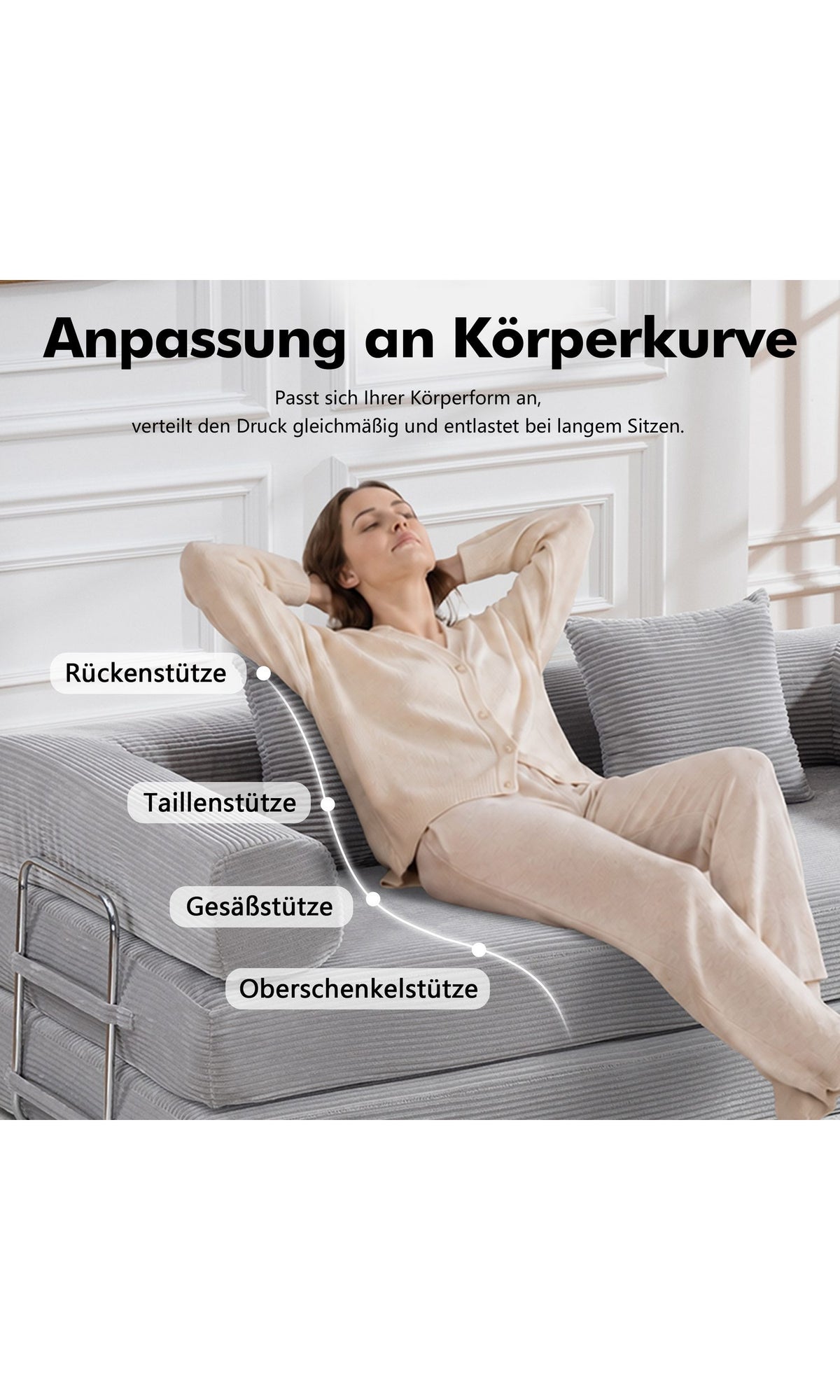 Schlafsofa aus Kurzcord im Wohnzimmer