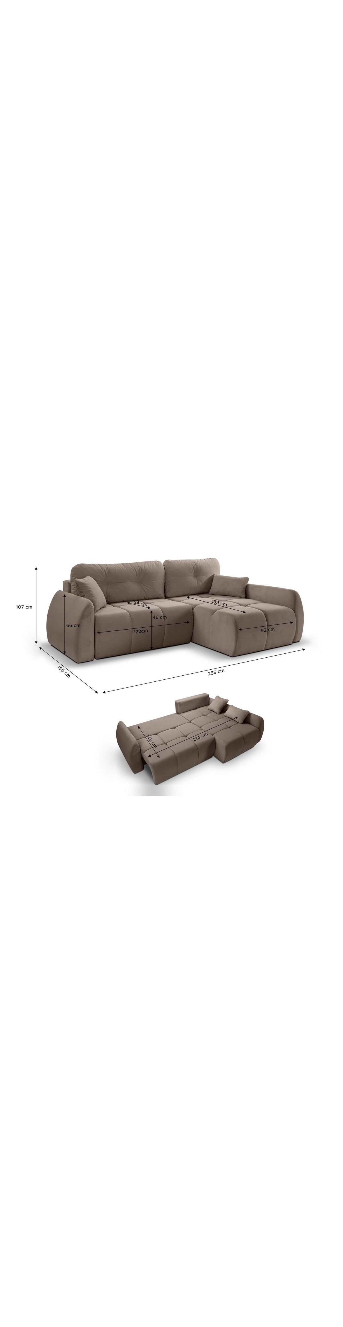 Rückansicht des echt bezogenen Ecksofas SANO LARGO
