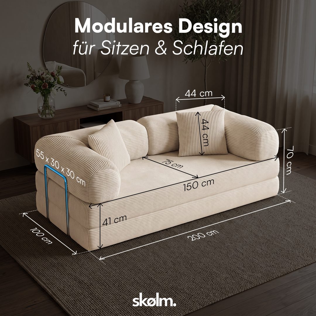 Cord Sofa KENNING vakuumverpackt vor dem Entfalten