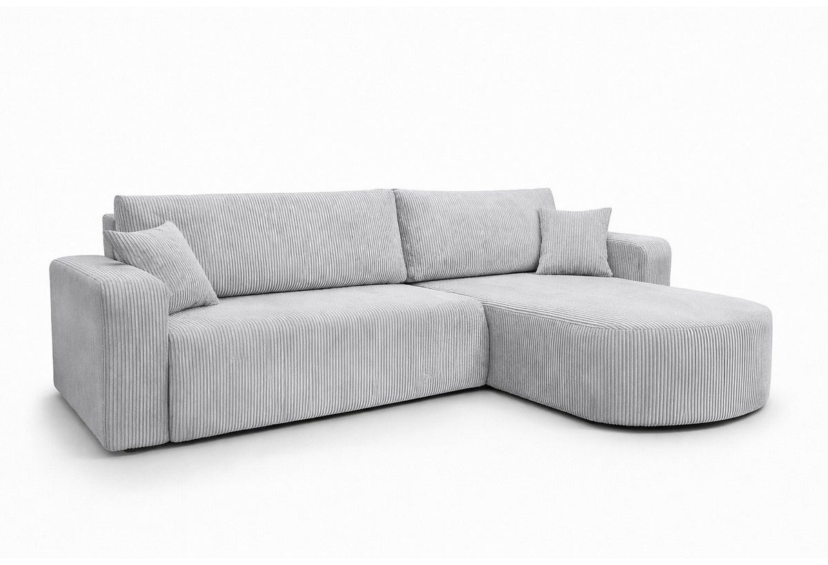 Cord Ecksofa ROUND ONE XL mit ausgeklappter Liegefläche