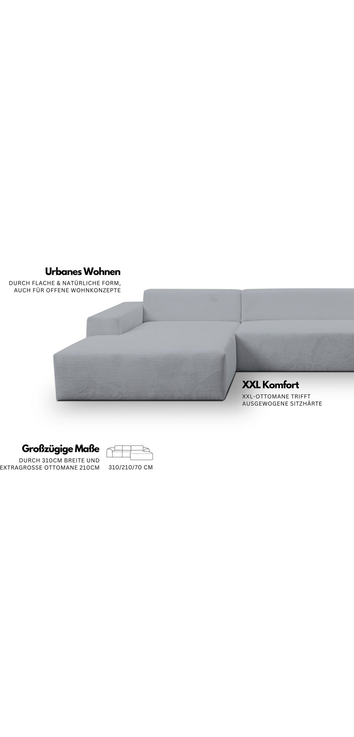 Cordbezug des Ecksofas ZEUS-XL in Nahaufnahme