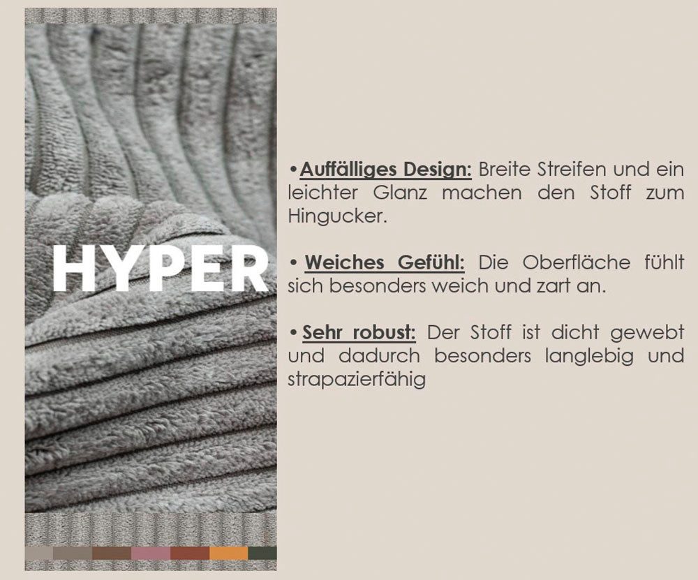 Recamiere des Cord Ecksofas BE CHILLED in Cream