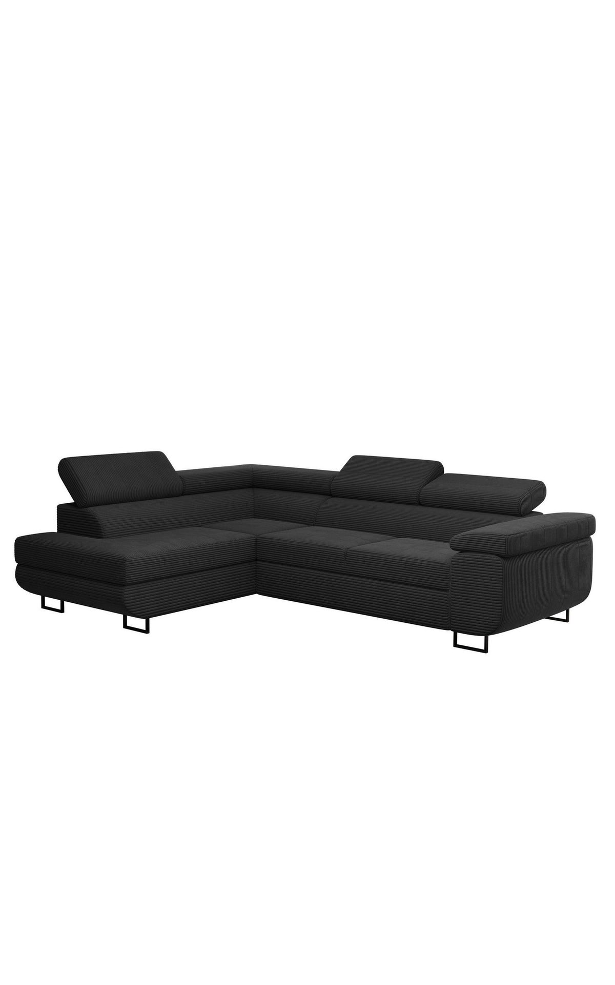 Cord Ecksofa TOKYO in Schwarz Gesamtansicht