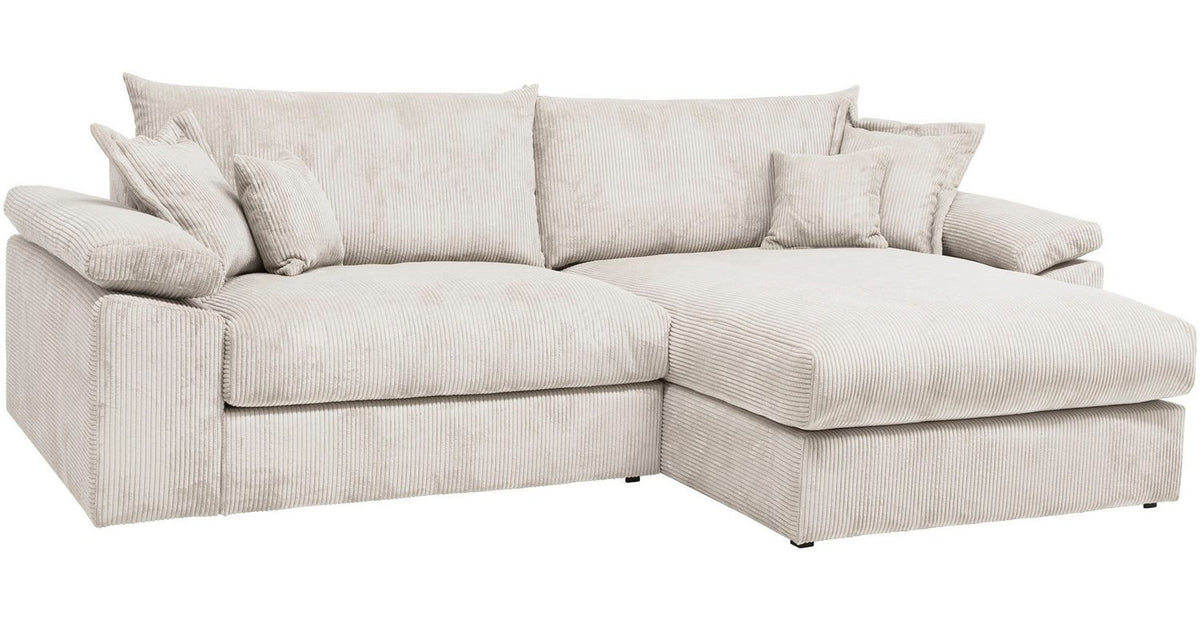 Cord Ecksofa Soft und Cosy XXL in Creme Gesamtansicht