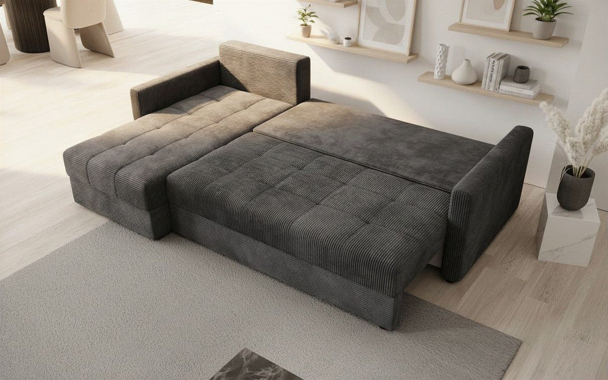 Cord Schlafsofa STYLUS in Grau mit Schlaffunktion
