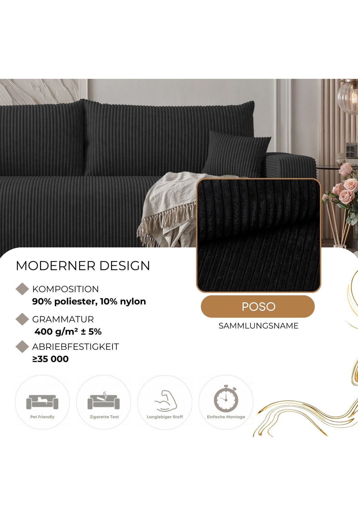 Geöffneter Bettkasten des Schlafsofas PIANO