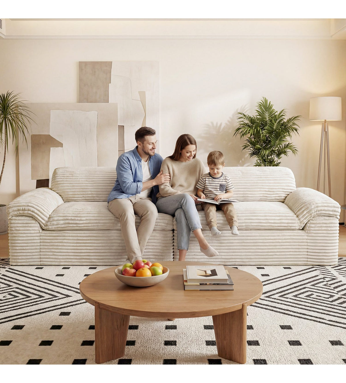 Cordstruktur des Big Sofas VESGANTTI in Beige