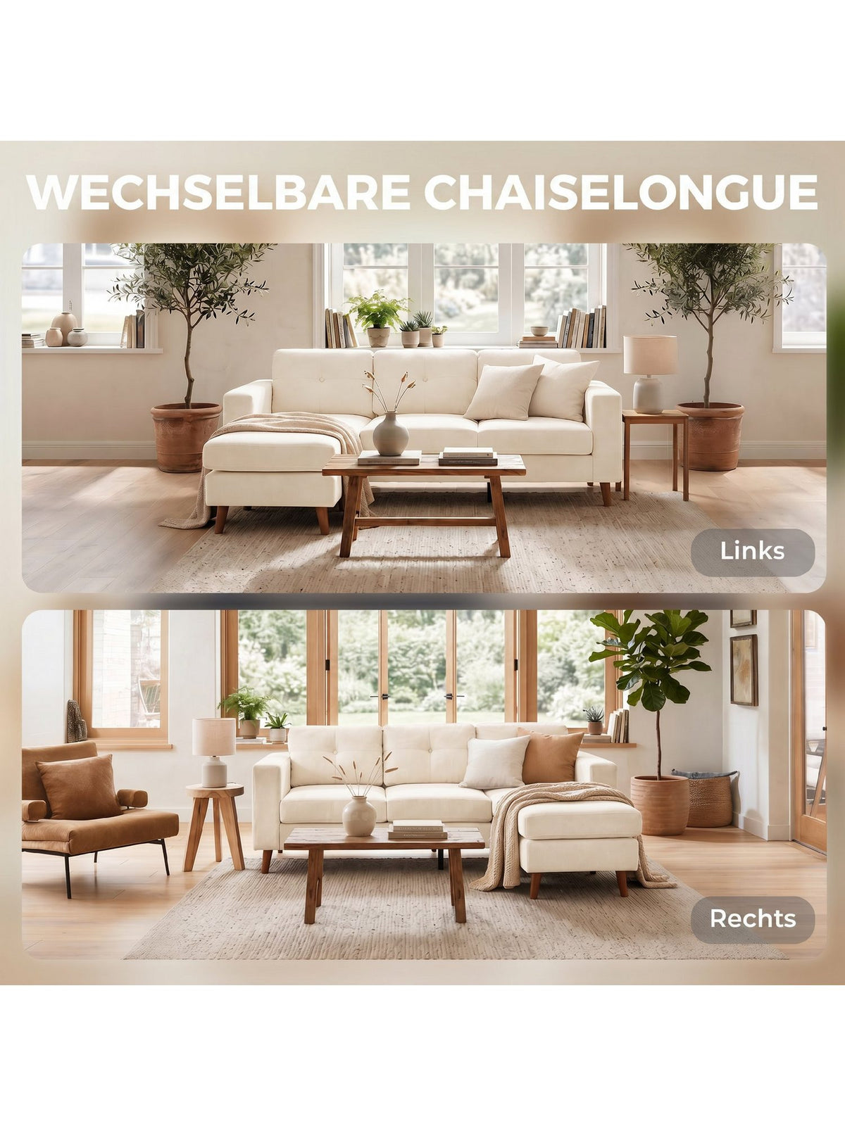Cord Ecksofa mit Recamiere auf der linken Seite