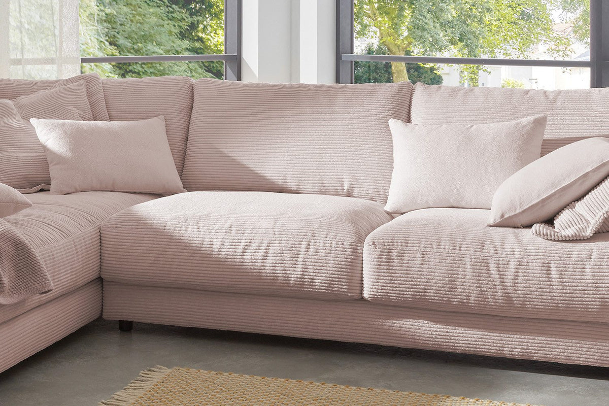 Detailaufnahme des rosa Cordbezugs