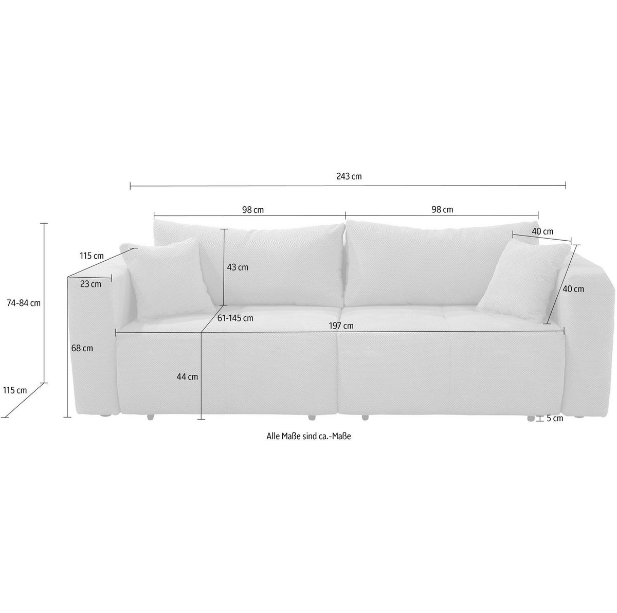 Big Sofa RELAX in Beige im Wohnzimmer