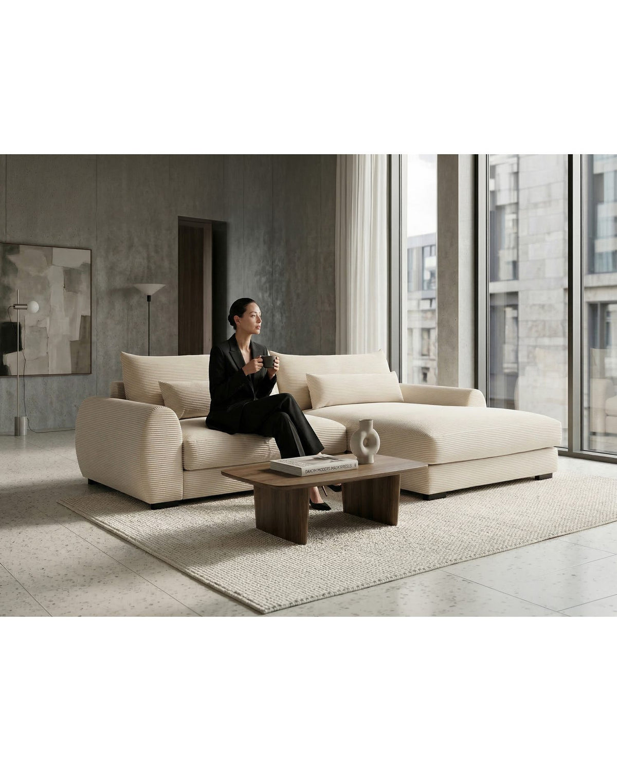 Cord Ecksofa MARK frei im Raum stellbar