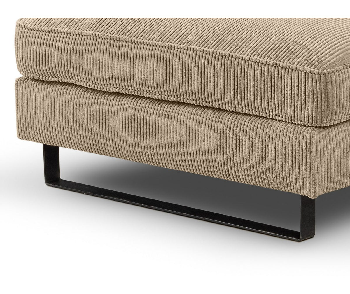 Cord Ecksofa BOLINA in Beige mit sechs losen Rueckenkissen