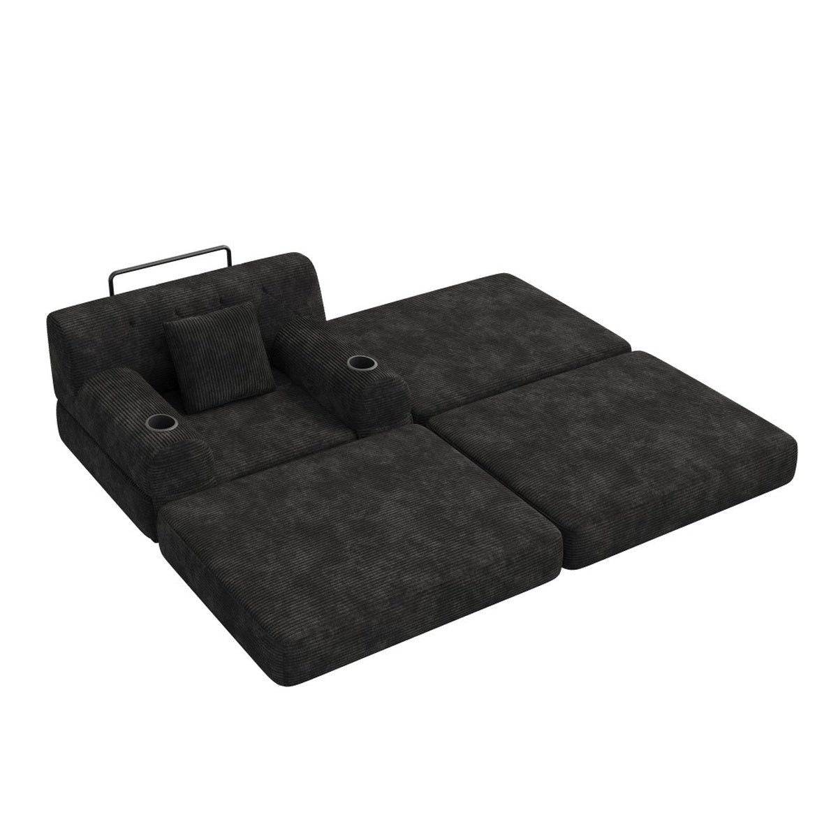 Cord Sofa in Schwarz im Wohnzimmer