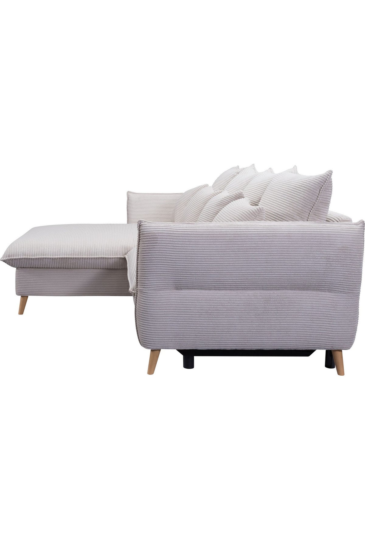 Cord Ecksofa mit Recamiere von der Seite