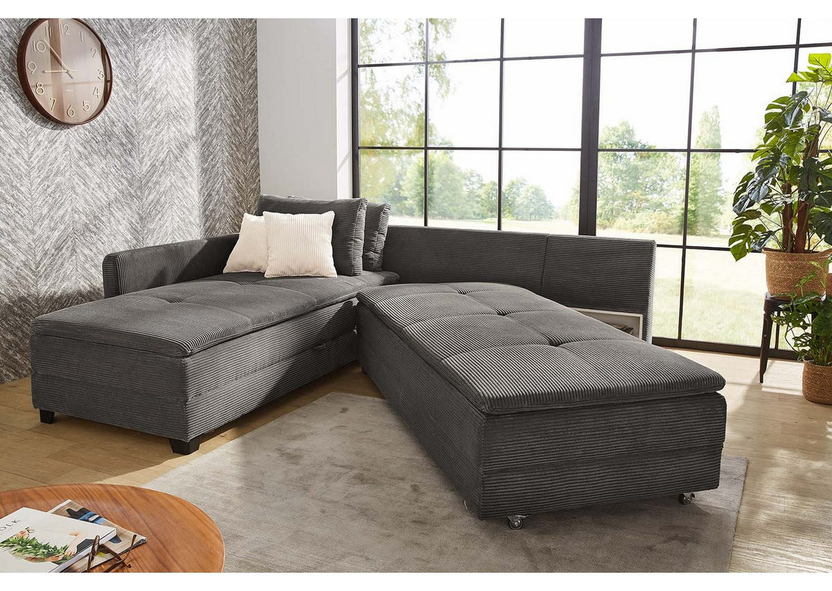 Cord Ecksofa 15163 in Dunkelgrau Ansicht 6