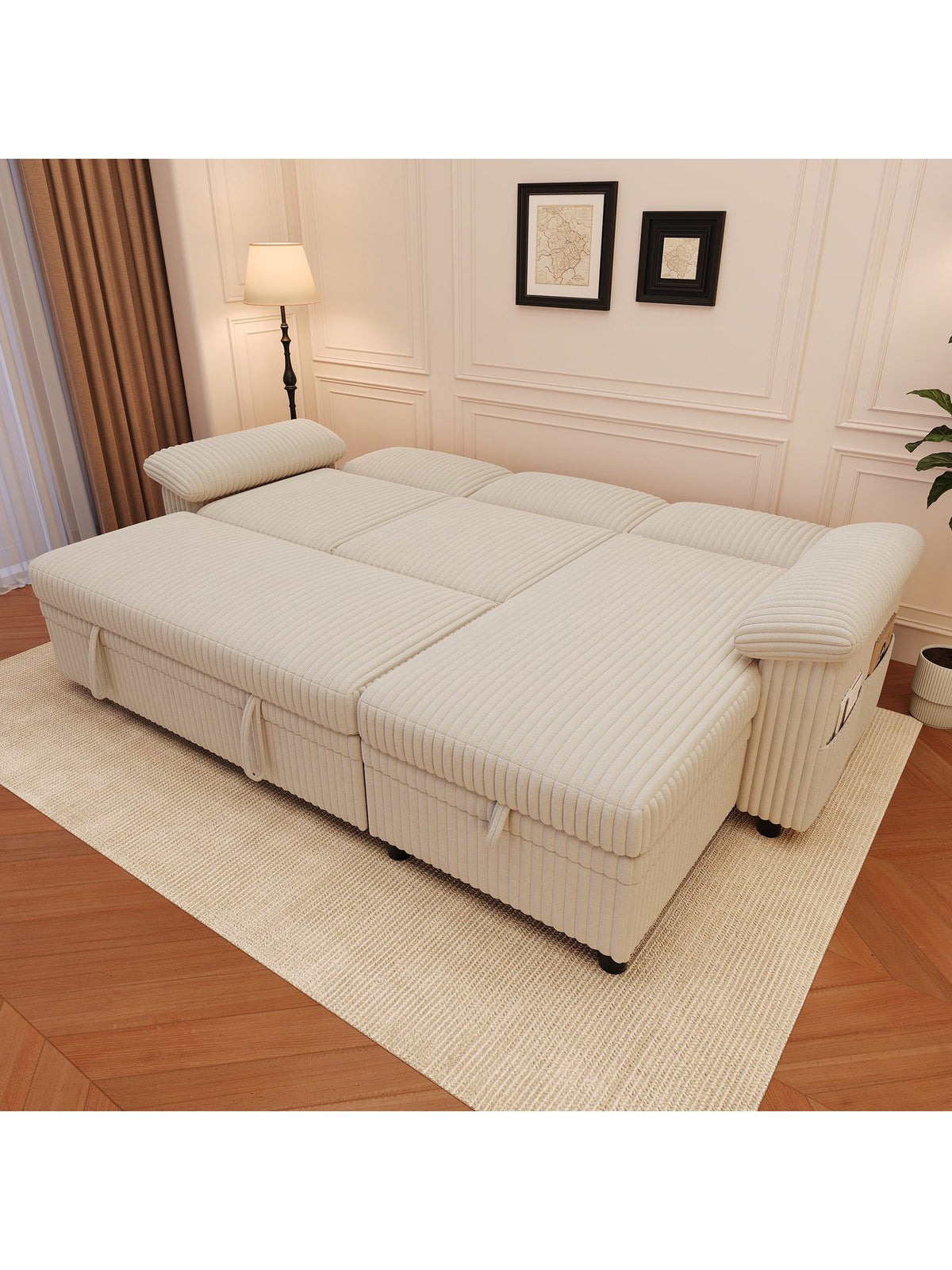 Cord Ecksofa 212 cm in Beige Ansicht 5
